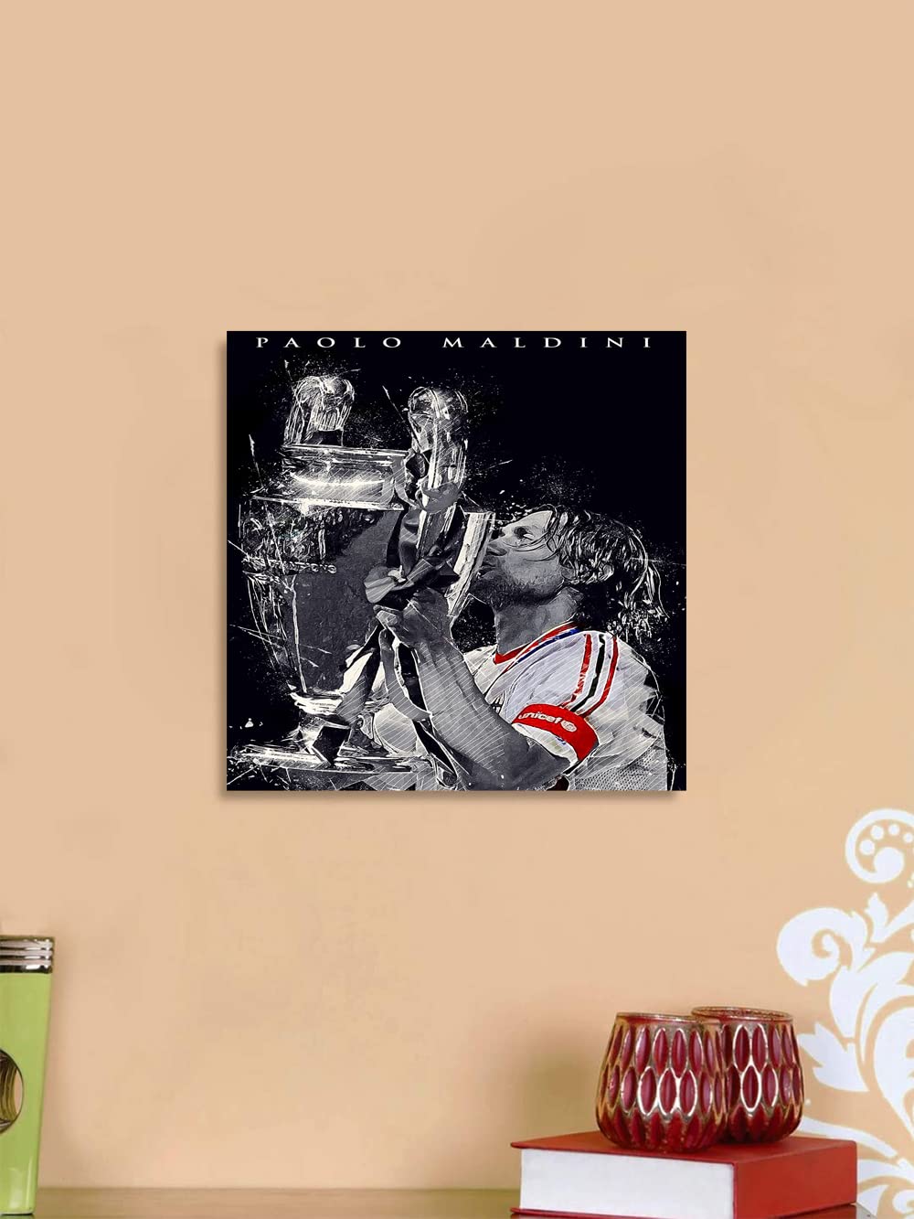 Xtreme Skins Designs Print Wooden Framed Canvas Wall Art Decoration Poster (14x14 Inch) - Paolo Maldini