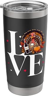 Love Turkey & Wine Funny Thanksgiving Dinner and Wine Lovers Stainless Steel Insulated Tumbler