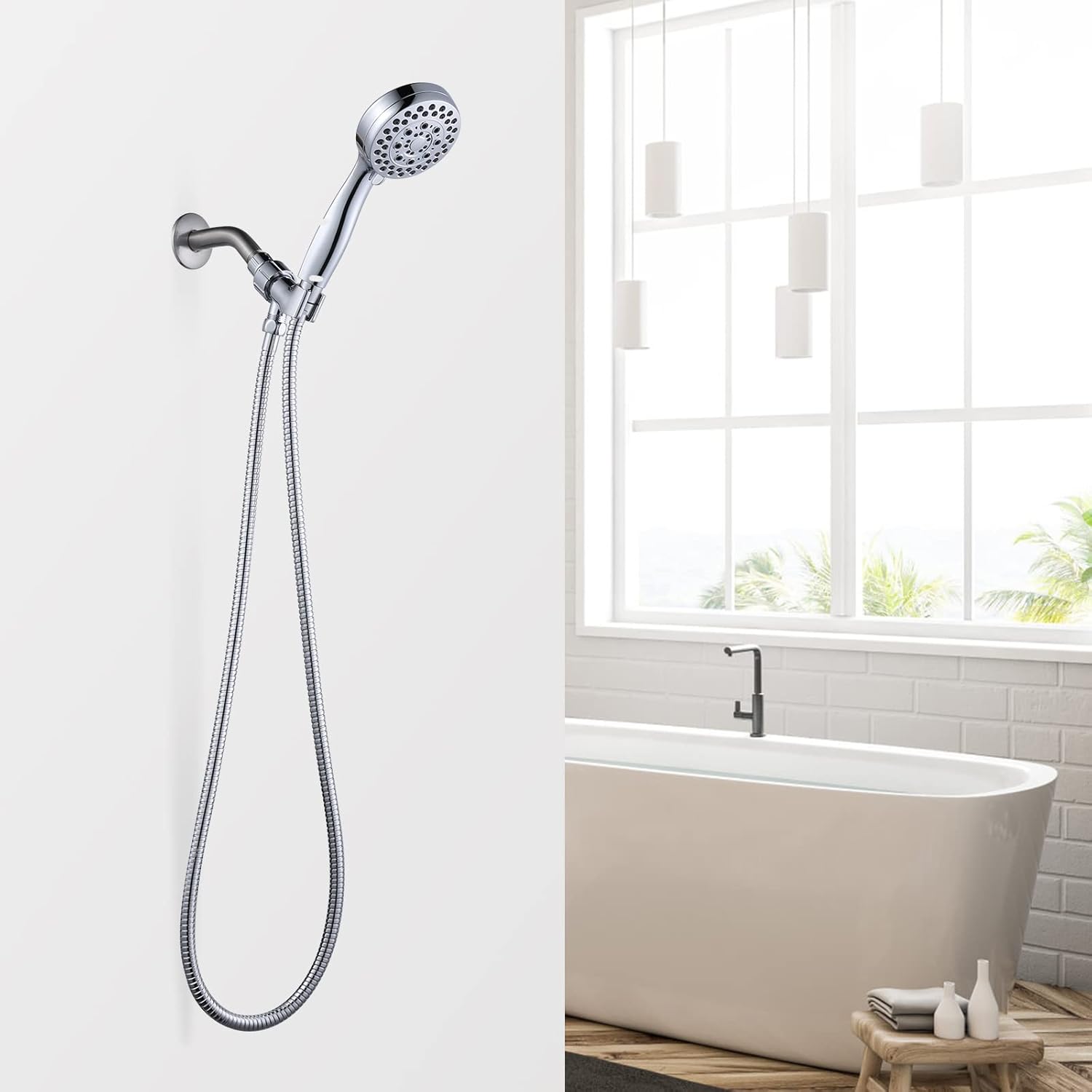 ALEASHA Chrome Finished Shower Hose 63 inches, Shower Hose Extra Long for Shower Head Flexible SUS 304 Stainless Steel Bidet hose for Bathroom Bathing Toilet Cleaning