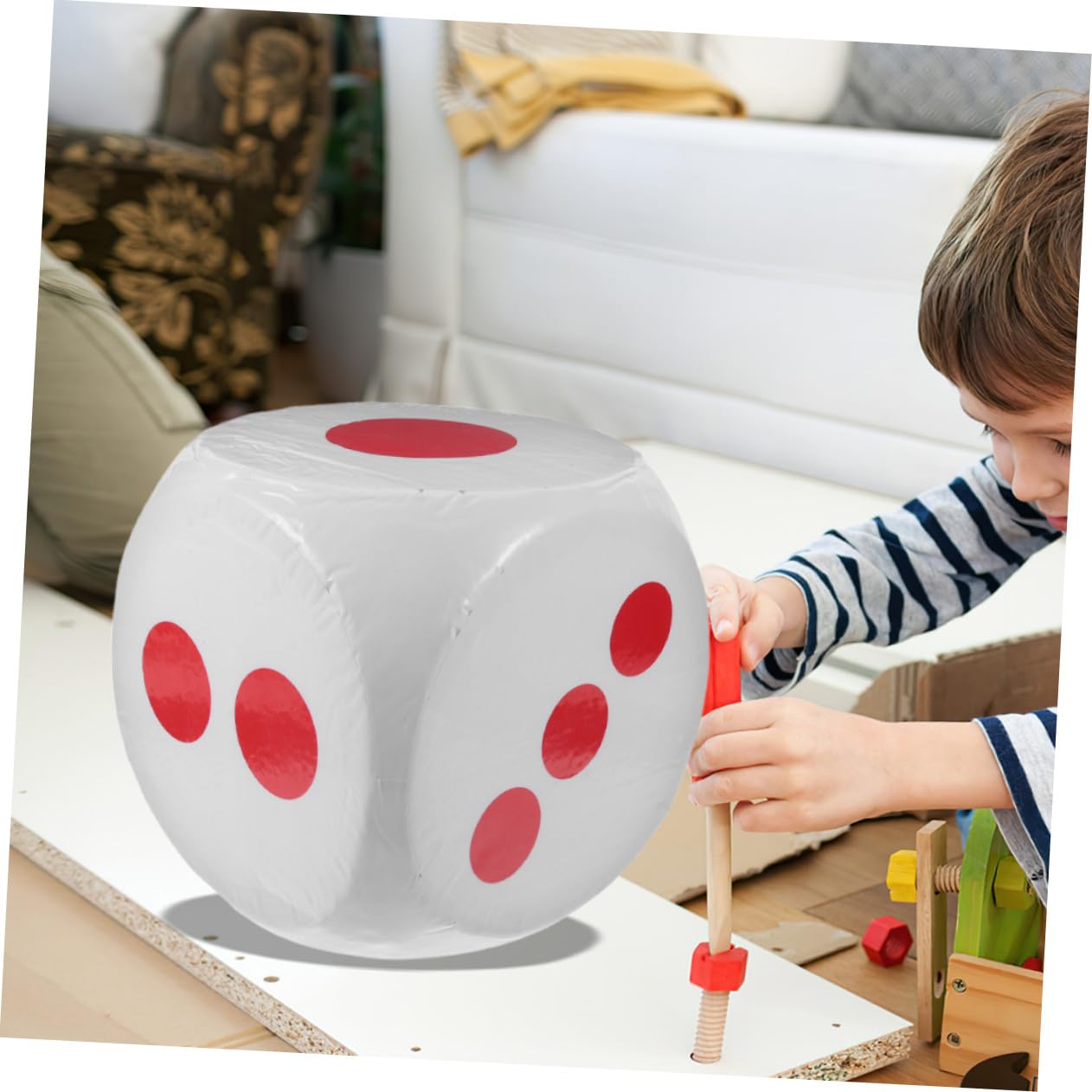 BESPORTBLE Dés Mousse Surdimensionnés Blancs en Écume, Six Faces, Matériau Sûr et Portable, pour Enseignement en Classe et Tirages Sort