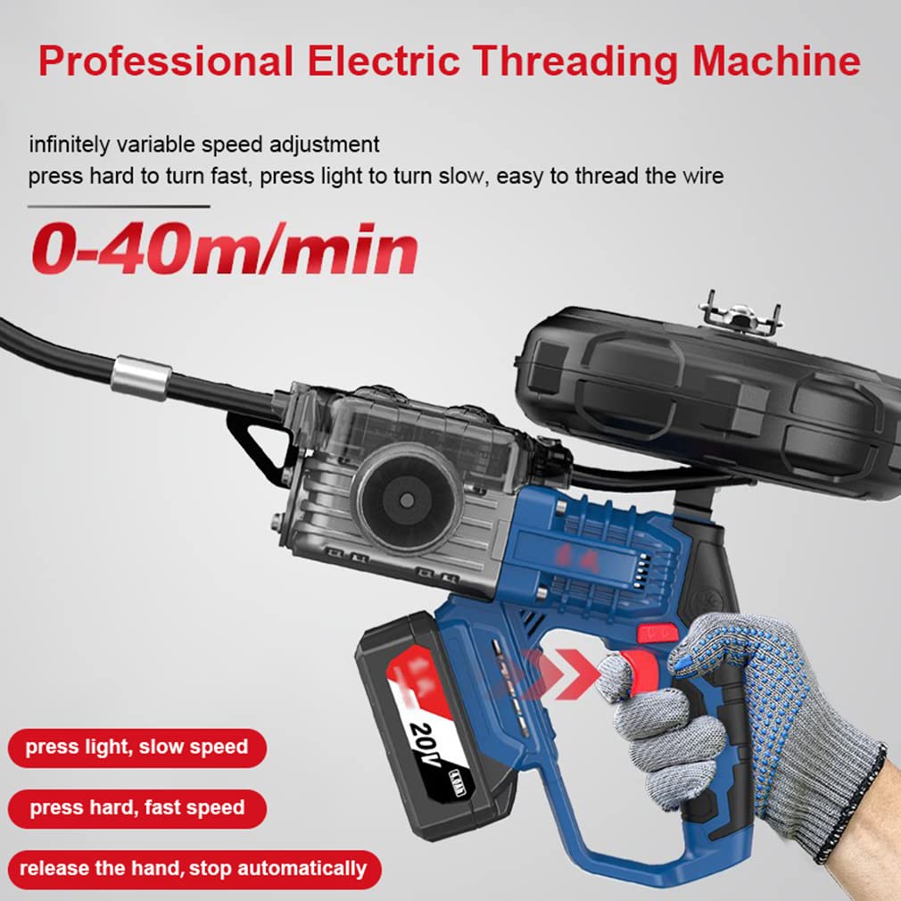 Macchina per infilare i cavi elettrici, macchina per infilare i cavi elettrici da parete completamente automatica da 800 W, velocità di cablaggio di 40 m/min, trazione di 600 Nm, con 2 batterie da 2