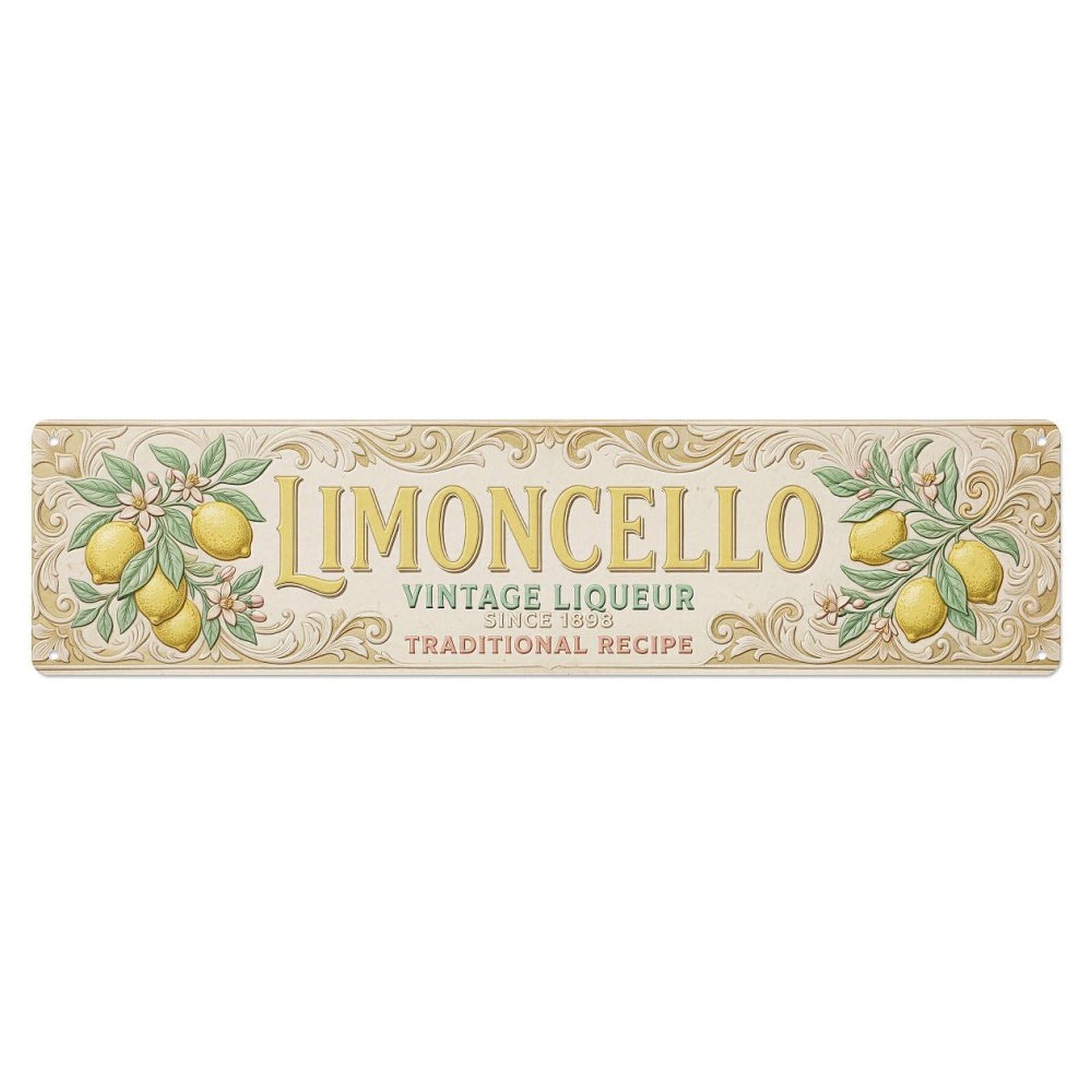 Gtthok Vintage Style Vintage Limoncello Vintage Paper Kitchen Metal Tin Sign Plaque Wall Decor For Cafe, Club, Garden Metal Poster 4X16inch