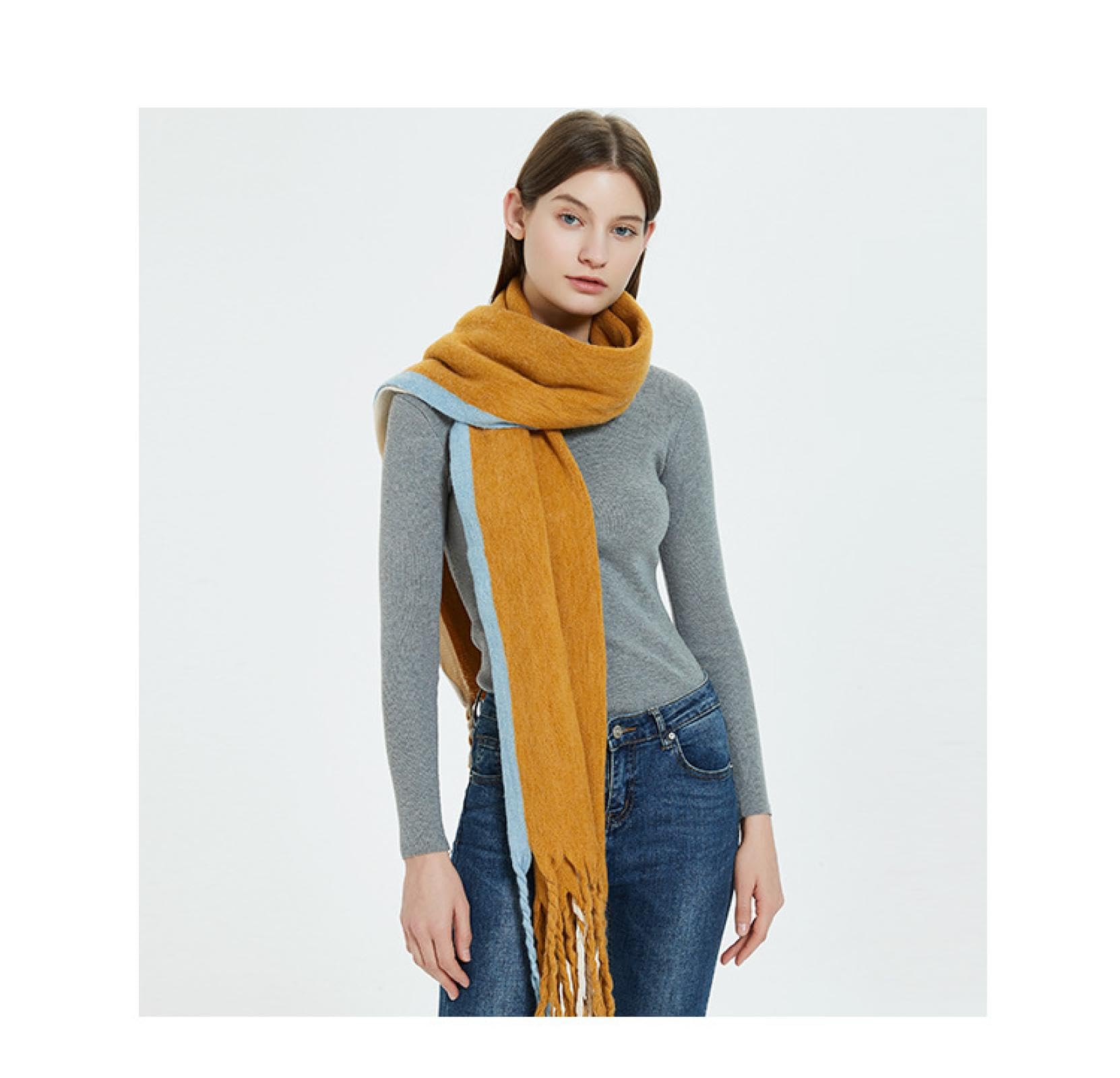 Sciarpa Donna Scialle Uomo Sciarpa Calda Per Uomo E Donna Autunno E Inverno Sciarpa Solida In Acrilico Con Nappa Lunga E Spessa