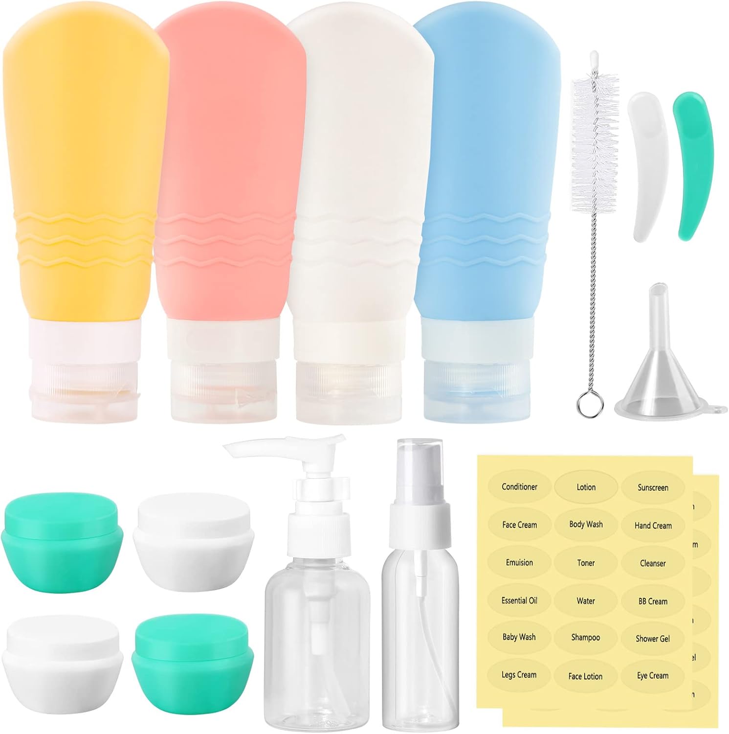 BFONS 15 Pcs Travel Bottles Set for Toiletries,90ml Leak Proof Travel