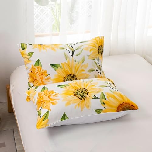Miniatura 7 de CVHOUSE Juego de ropa de cama de girasol, tamaño Queen, juego de ropa de cama de girasol de jardín para niñas y mujeres, juego de edredón de girasol