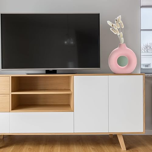 Miniatura 7 de Joynisy Jarrón de rosquillas jarrón hueco circular moderno jarrón de cerámica mate para entrada sala de estar dormitorio mesa de comedor centro de