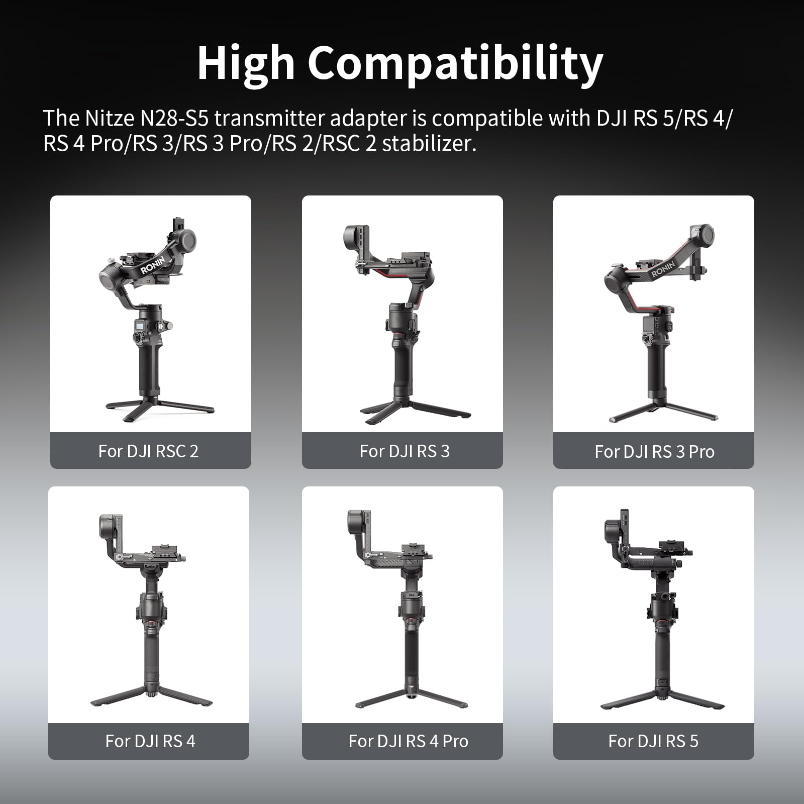 Nitze Staffa Video Wireless Stabilizzatore per DJI RS 2/RSC 2/RS 3/RS 3 Pro/RS 4/RS 4 Pro/RS 5 Gimbal - N28-S5