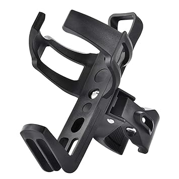 Strauss Bicycle Bottle Holder and No Tools Needed | Portable Carrier Bracket Stand for Cycle Accessories | Expandable & Adjustable Bottle Cage with Upgraded Clamp, (Black)