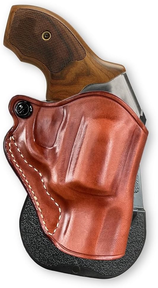 Masc Premium Leather OWB Paddle Holster Open Top Fits K6S .357 Mag DA/SA 2" Barrel, Right-Hand Draw, Brown #1405#