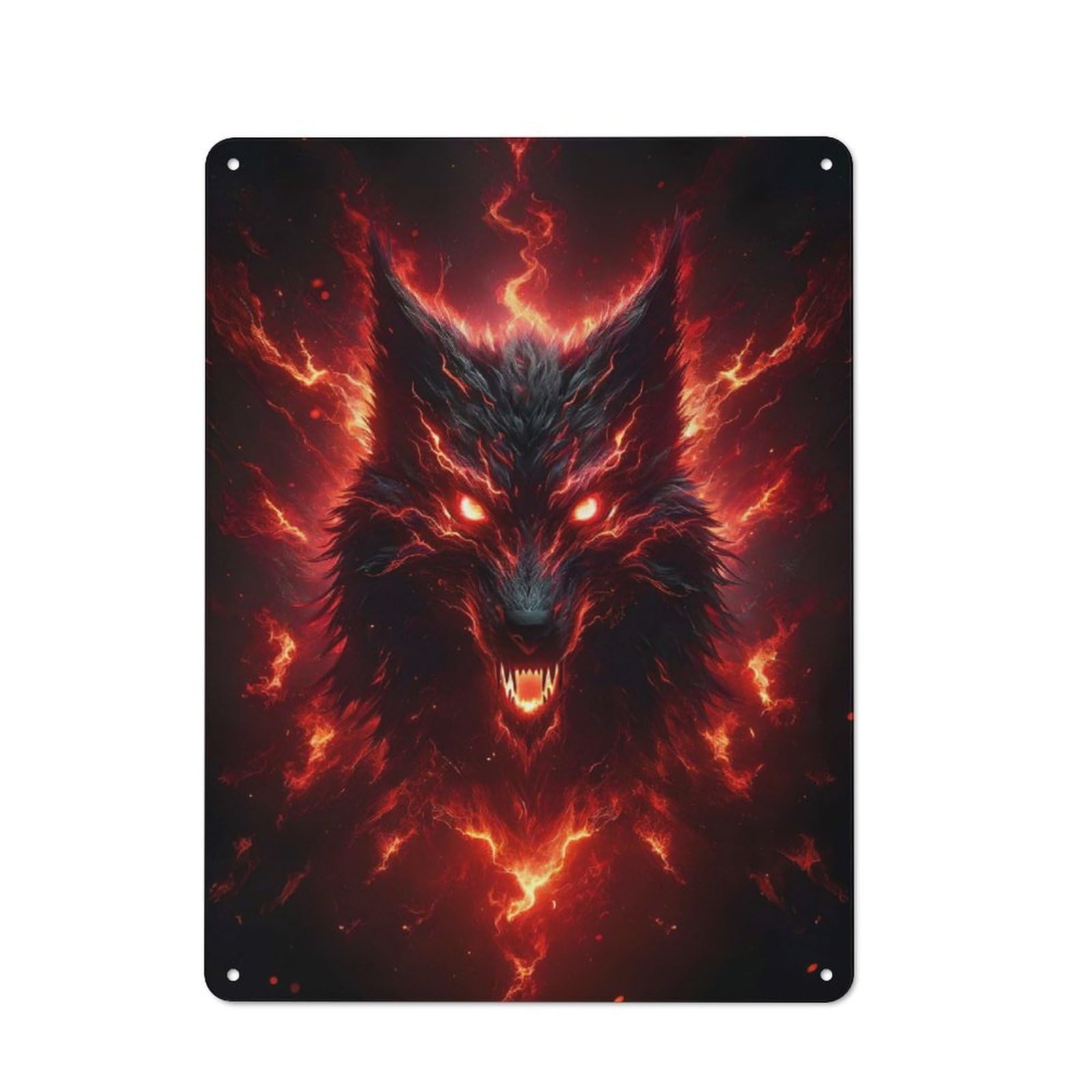 Junmoney Raging Wolf Vintage Printed Metal Sign 40X30cm For Bar Or Restaurant, For Restaurant Interior Fans