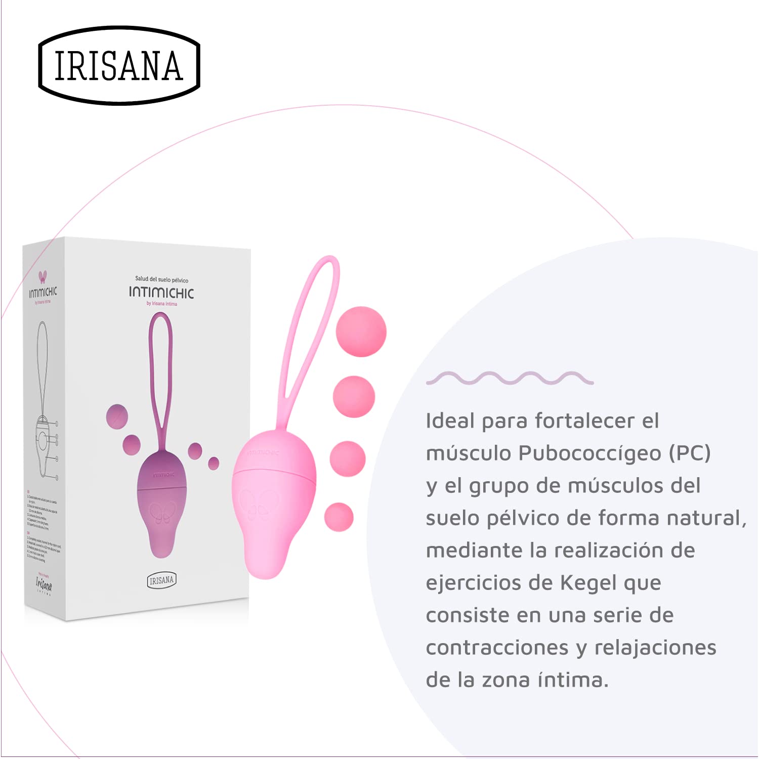 Irisana - Bolas Chinas para Suelo Pélvico - En 4 Tamaños - Rosa - Para Ejercicio Kegel - Salud Íntima Femenina - Silicona sin BPA y Acero - Intimichic