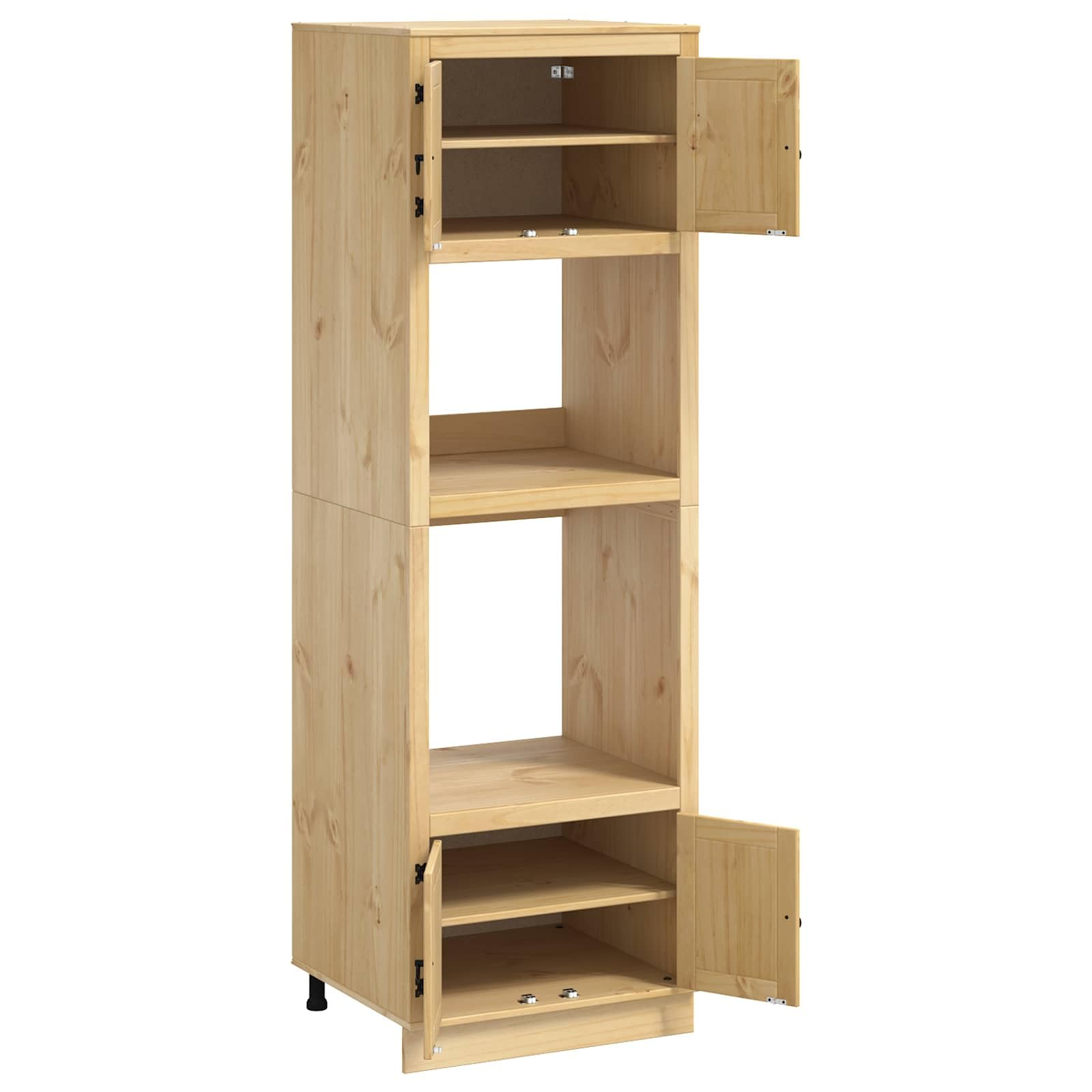 Armario de madera maciza de pino marrón miel 66 x 58 x 207 cm | Forma rectangular, diseño moderno, mucho espacio de almacenamiento, para sala de estar