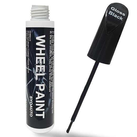 SYOAUTO Gloss Black Rim Touch Up Paint, Car Wheel Scratch Repair Touch Up Paint Pen, Universal Color Rim Wheel Paint (Gloss Black)