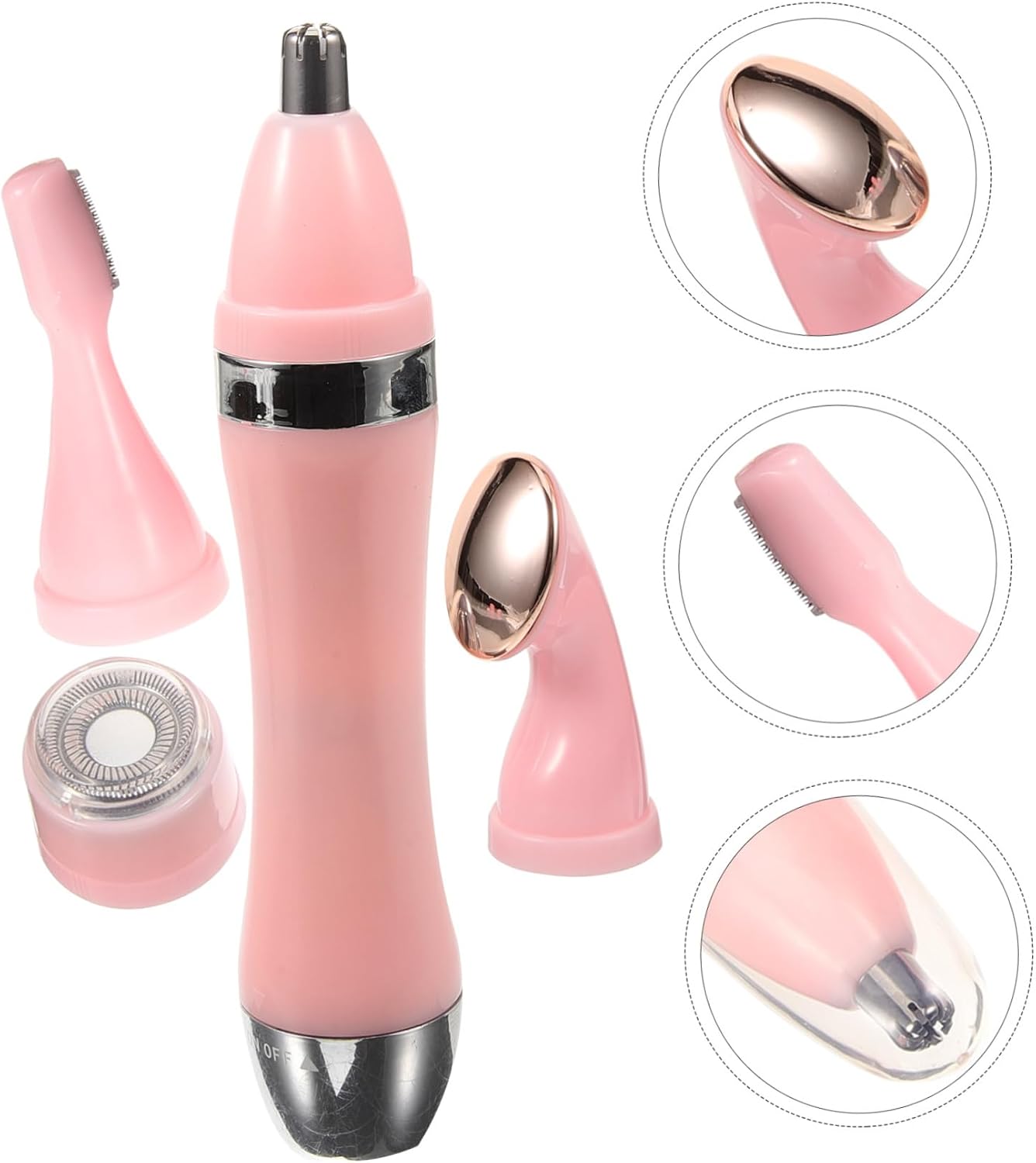 Women's Electric Shaver with Removable Heads Hair Removal Device for Face Body and Eyebrows Cordless Design for Smooth Skin No Battery Included
