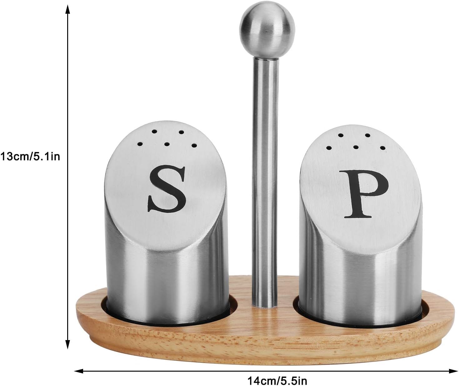 LyZap Gewürztopf, Salz- und Pfefferstreuer-Set mit Halter, Gewürzbehälter aus Edelstahl, Baggerstreuer aus Metall, Kochwerkzeug for Zuhause und Küche