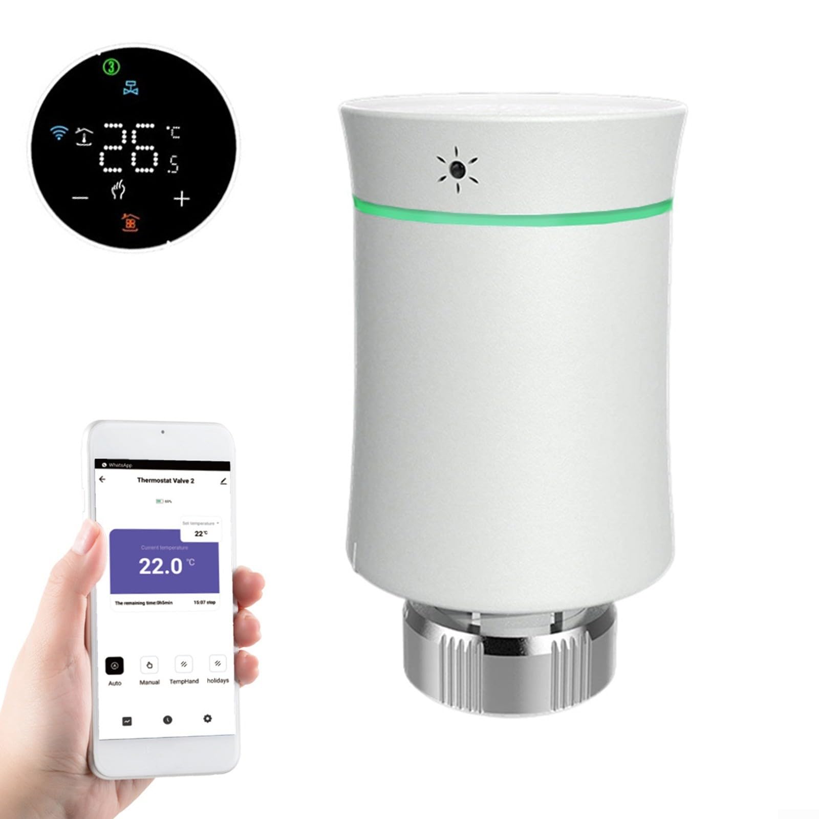 Zigbee Valvola termostato per radiatore, valvola intelligente programmabile per radiatore, display a LED WIFI Smart TRV, regolatore di temperatura non incluso