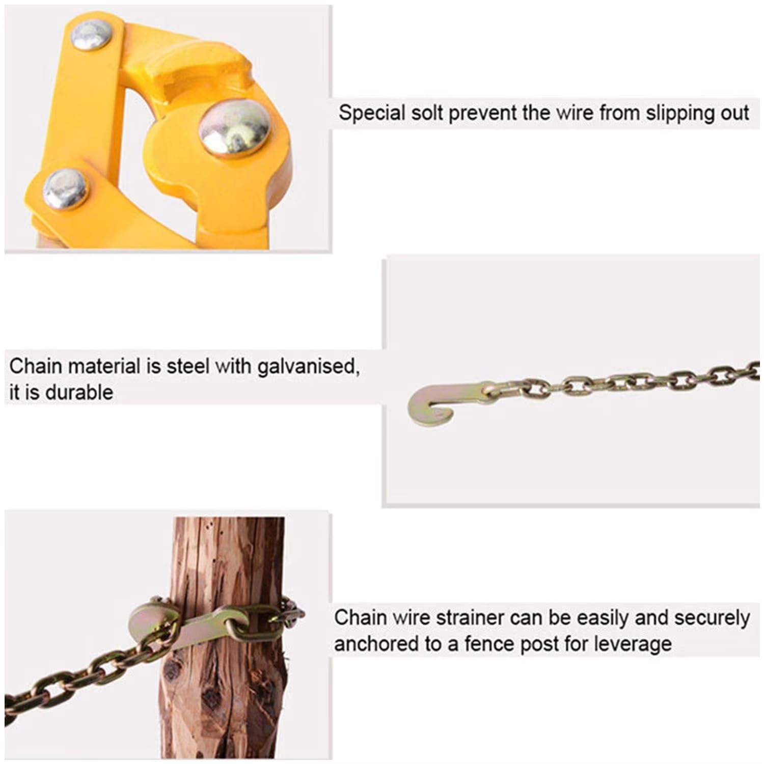 Gartenspanner, Feldspanner, Zaunfixierer, 1,2 m Maschendrahtzaunspanner, Werkzeug for Spannen von Gartenzäunen aus Eisen, Reparaturwerkzeug for Zaundrahtspanner for Zäune, Pferde, Gärten
