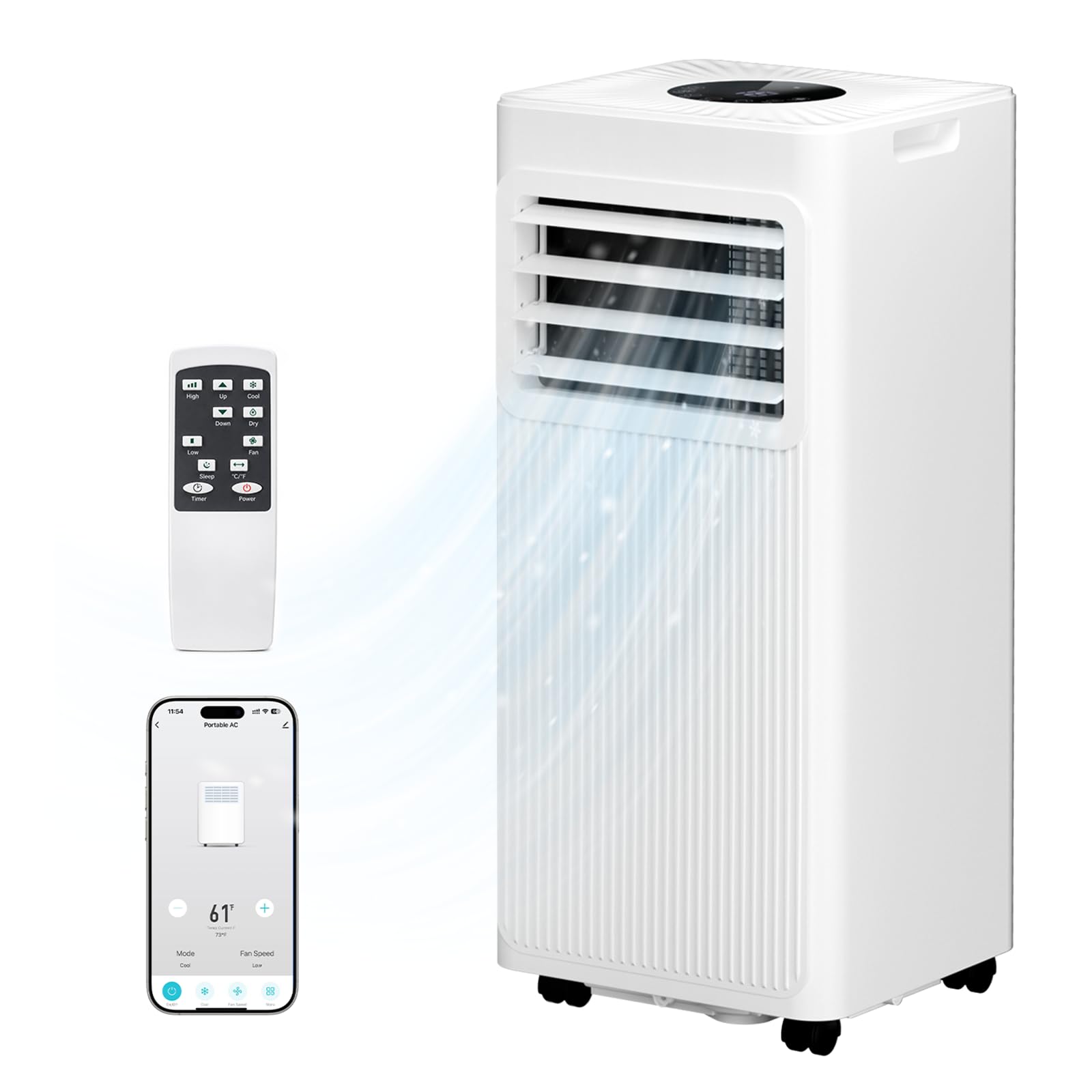 Portable Air Conditioners, 16000 BTU 5-in-1 Air Conditioner Portable with Smart WiFi & Remote, Cools Up to 850 Sq.Ft, Portable AC Unit with Cool, Fan, Dehumidifier, Sleep, 24H Timer, Installation Kit White