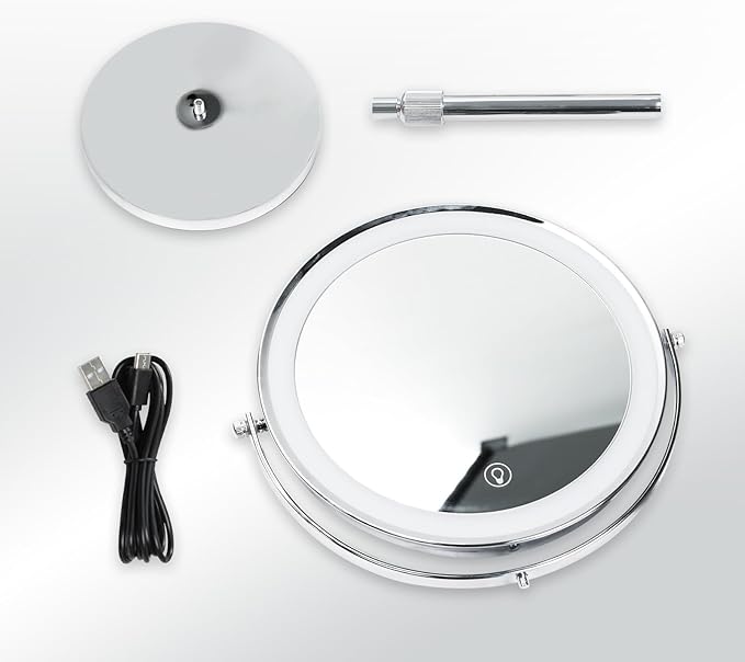 Espejo de maquillaje con luz de 1X/10X ajustable miniatura 7
