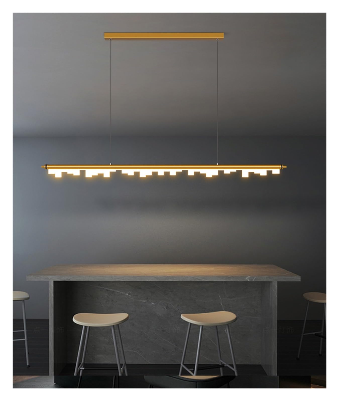 ASerZenith Dining Room Pendent Lamp Kitchen Island Light Long Linear For Home Bar Table Nordic Lamps Led Chandeliers For Dining Room,Gold-Gold-L120Cm