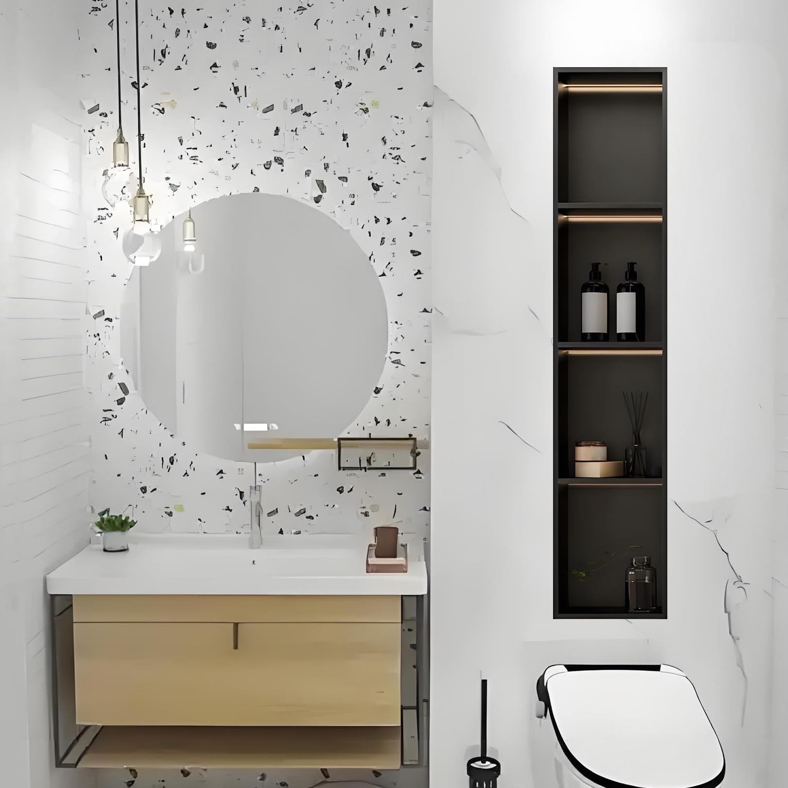 Douche en acier inoxydable étagère LED encastrée Sto Solut Noir H durable