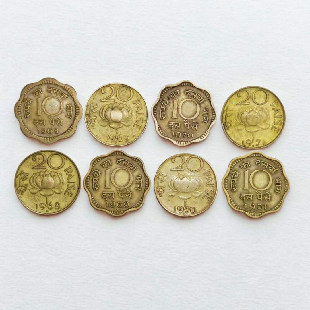 ShubhCoins Kids Collection- 10p and 20p Education Set of 8, |Brass| Very Rare in Fine Condition, Best for Kids Above 5 Years and School Projects-image-16
