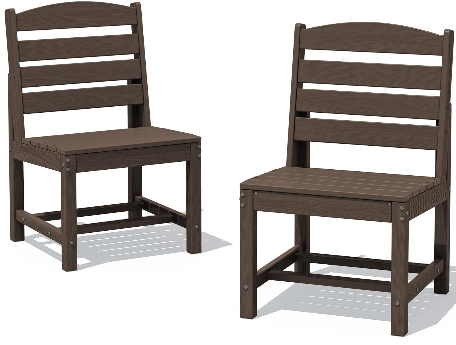 SERWALL All Weather Armless Outdoor Dining Chair Set of 2, Coffee | Armless Dining Chairs built to last with 330 lb capacity. Compact 24.6"Dx19.3"Wx33.6"H. Weatherproof &amp; easy to clean.