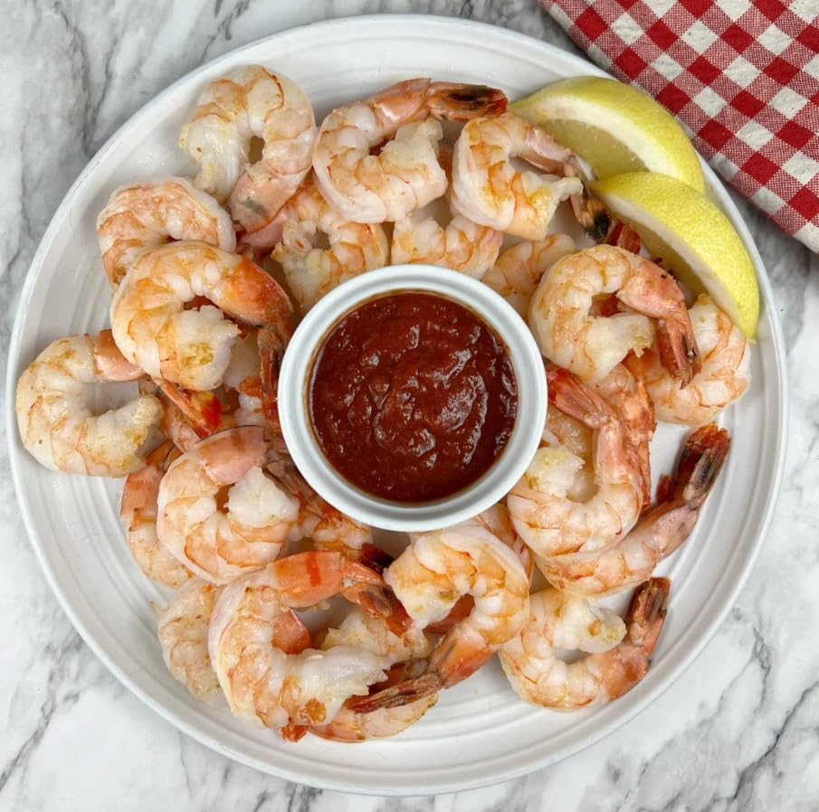 Farm Raised Extra Jumbo Raw Black Tiger Shrimp, Tail on and extra jumbo size, Peeled and deveined, 2.5 pound