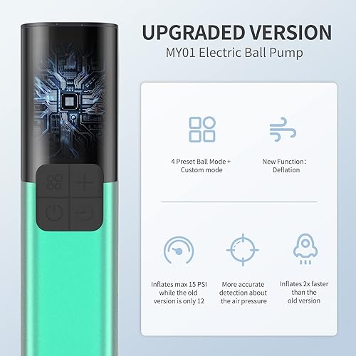Miniatura 2 de Bomba de aire eléctrica Pumteck MY01 con inflación y deflación, medidor de presión preciso y 4 modos preestablecidos, bomba de aire automática para