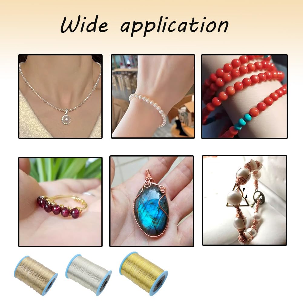 Alambre de perlas de 0,3 mm para la fabricación de joyas, alambre de flores, alambre de cobre, resistente a la oxidación, fácil de cortar para la fabricación de joyas y manualidades