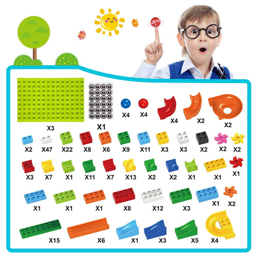 TEMI 248 Pieces Marble Run Deluxe Building Set for Kids, Marble Race Track for 3+ Year Old Boys