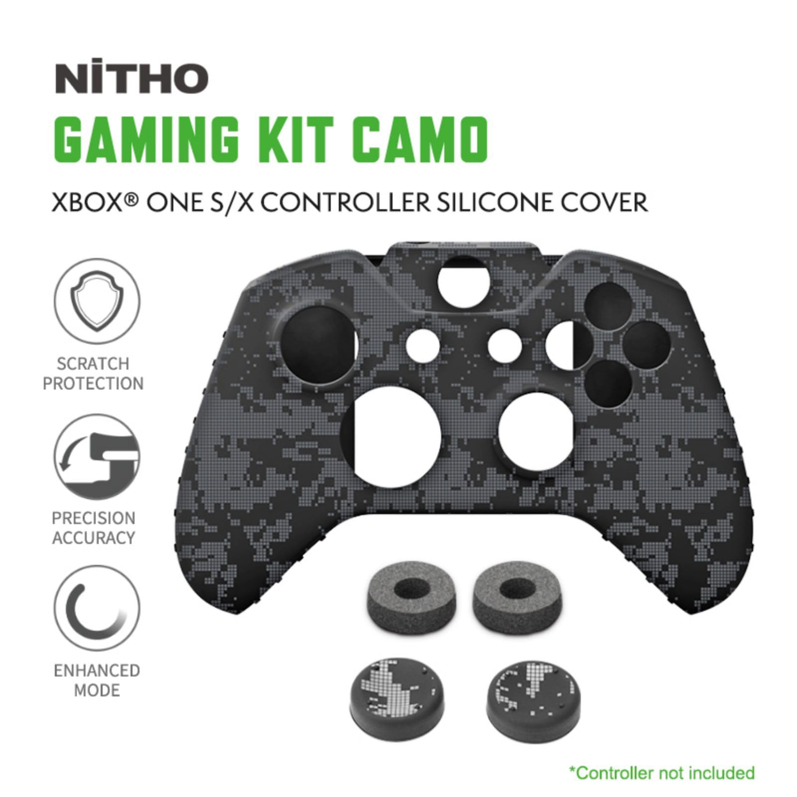 NiTHO Gaming Kit per Controller Xbox One, Include Protettiva Silicone Cover, Anelli di Precisione, Copri Levette Analogiche, Migliora il Controllo del Gioco e la Precisione di Mira per Xbox One - Camo