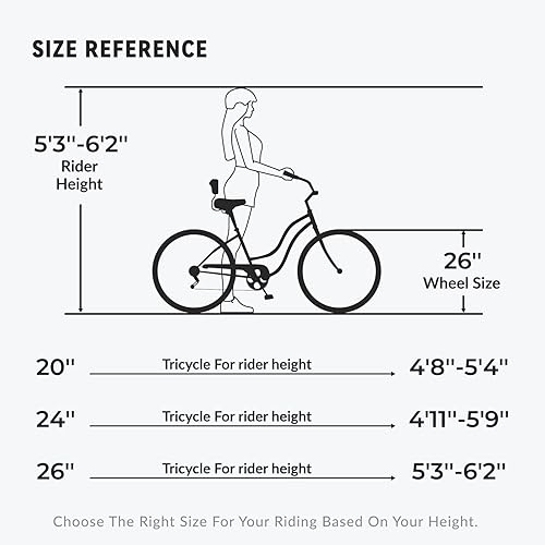 Vista 127 de H&ZT Triciclo para adultos, bicicleta de 3 ruedas, triciclo crucero, con engranaje de 7 velocidades, mango de freno de estacionamiento, escalón