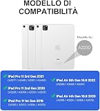 CHESONA Clavier pour iPad Air 11 M3 2025/M2 2024&Pro 11 (4/3/2/1 génération) avec pavé tactile, clavier amovible pour iPad Air 5/Air 4 Gen. 10,9", 2 canaux BT, italien, QWERTY, noir - 2