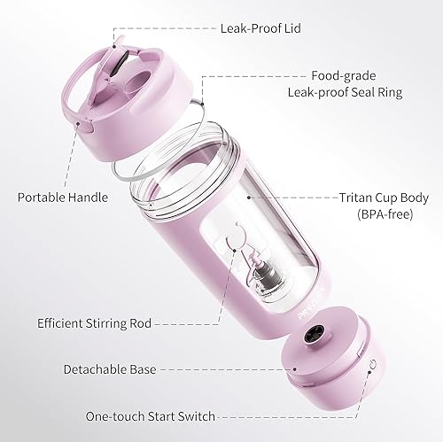Miniatura 2 de Botella mezcladora eléctrica de proteínas, mezclador de batidos de proteínas recargable por USB, con taza de almacenamiento de polvo, botellas de