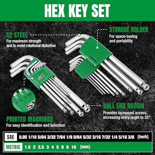 SK Mechanics Tool Set, 1/4" & 3/8" & 1/2" Drive Socket with 216-P Ratchet, 149-Piece, SAE & Metric, SuperKrome Finish, with Storage Suitcase thumbnail 7