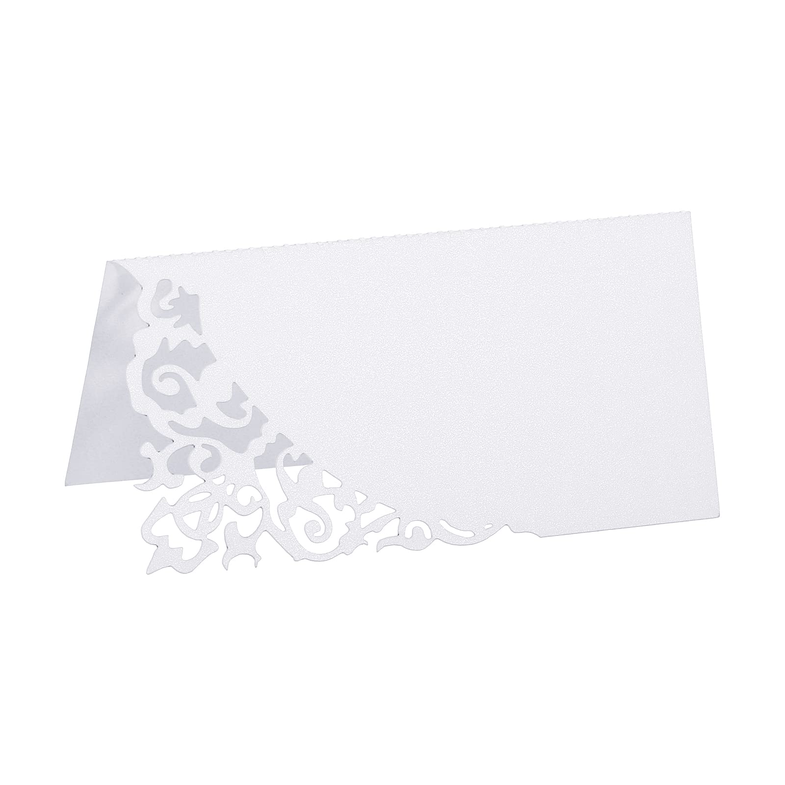 PATIKIL Table Name Place Cards,50Pcs 3.9 x 3.9inch Favor Decor Hollow Design Seat Blank Card for Wedding Party Seating Place Cards White
