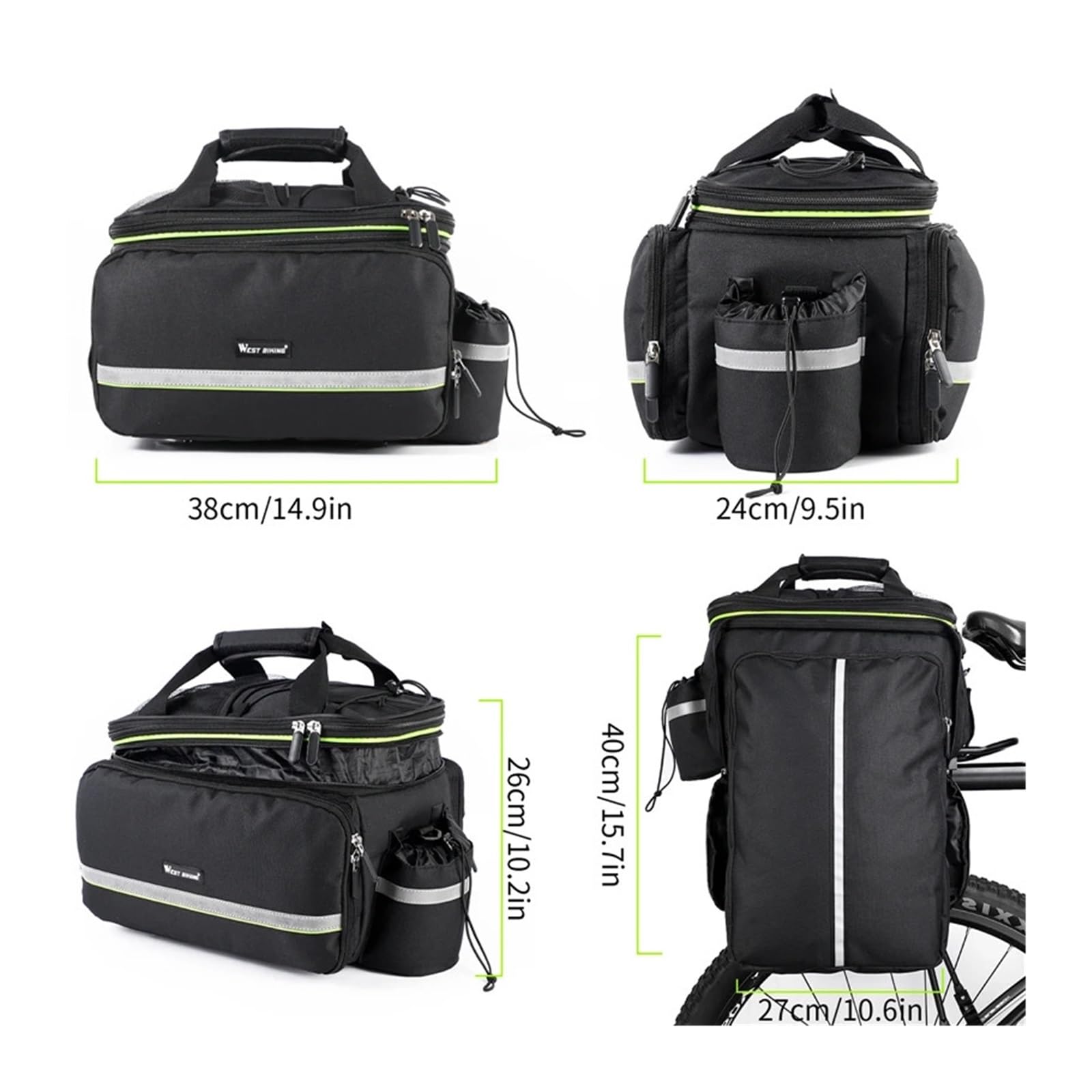 1 borsa for bagagliaio for bici impermeabile 3 in 1