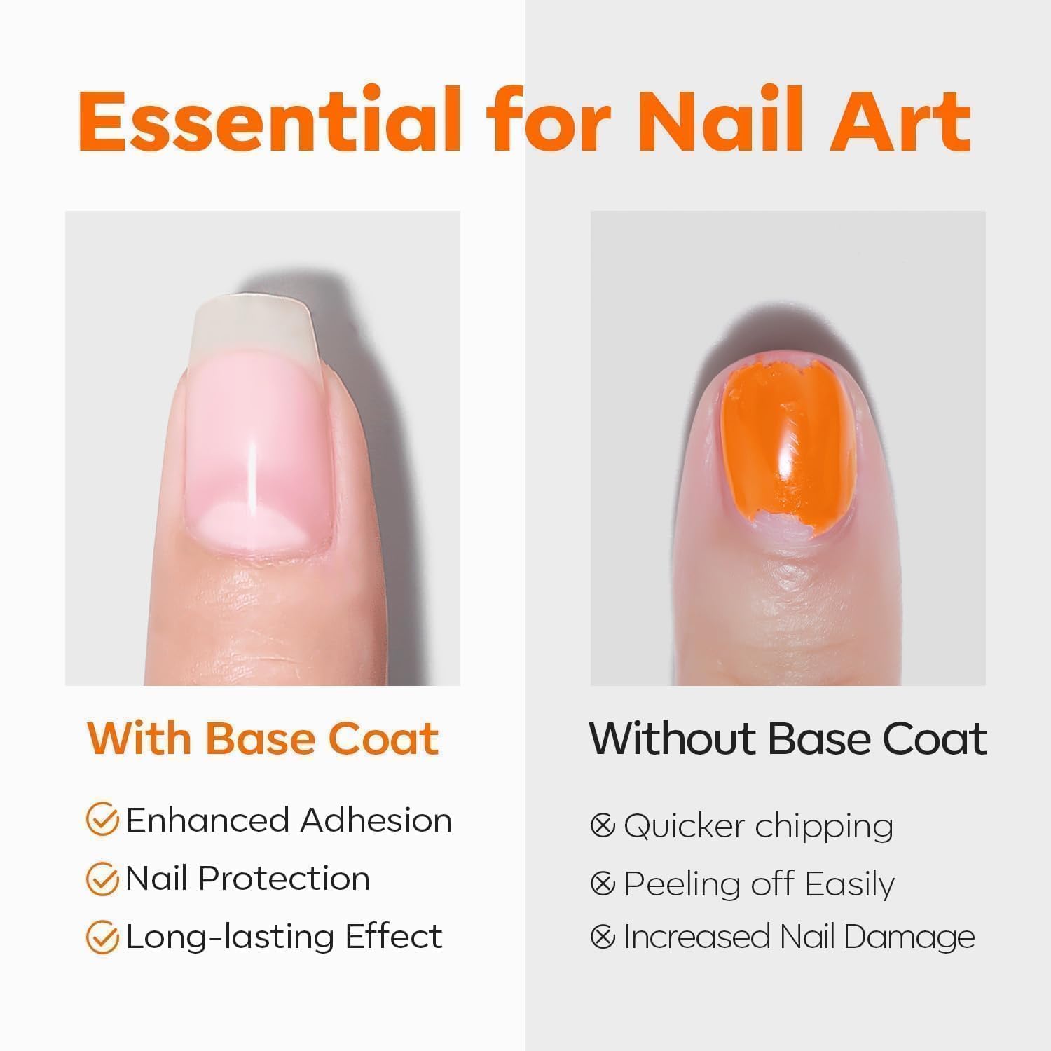modelones Hema-Free Gel Base Coat, 1 Pcs from BELLE GAGA Clear Glossy Gel Base Coat Long Lasting for Gel Polish, Acrylic Nails Soak Off Nail Lamp Nail Art Home Salon Manicure (Base Coat, 10ml) 3