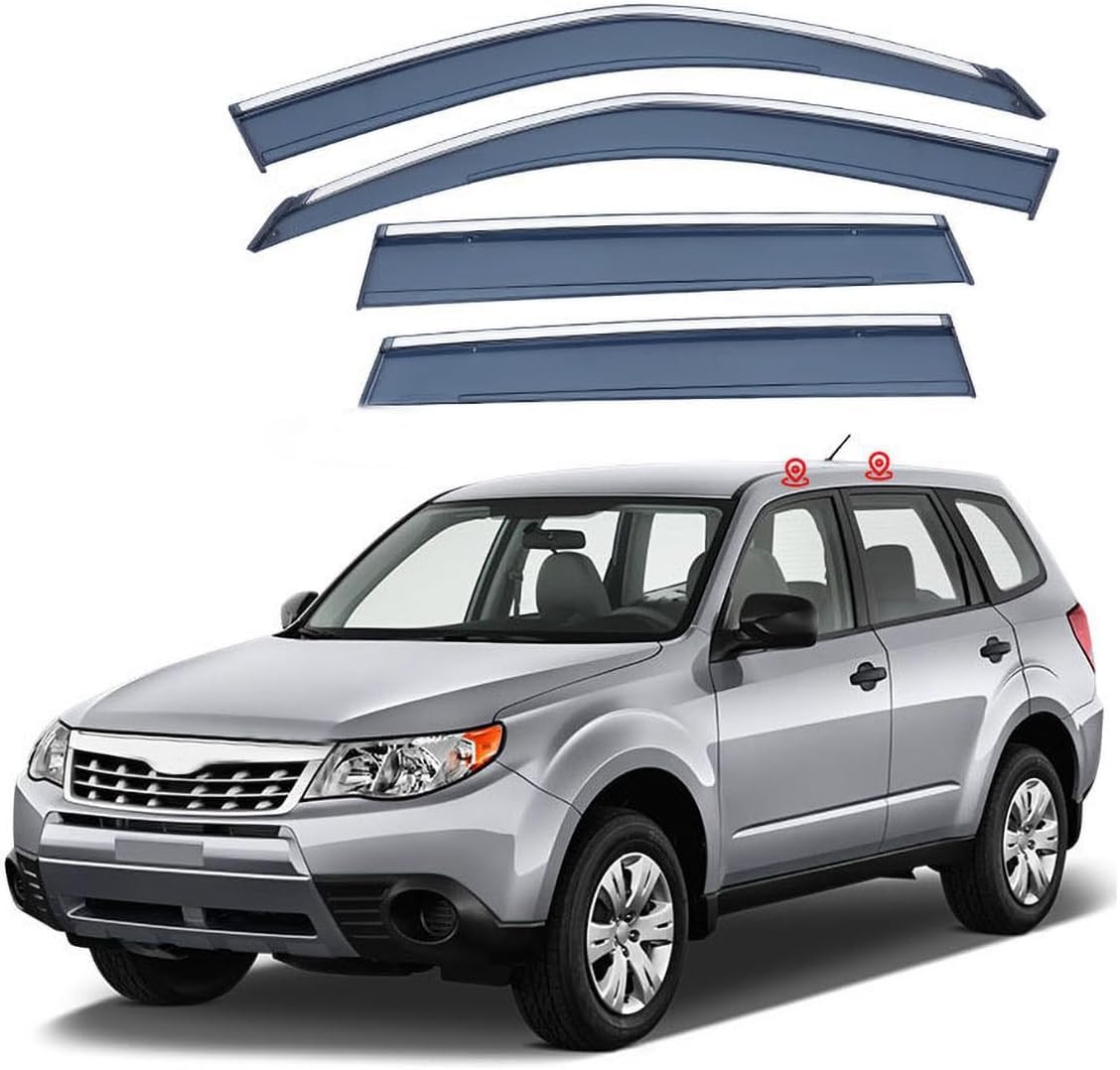 FengXH Window Deflectors for Subaru Forester SH 2009-2012 - 4pc Smoke Tint, Waterproof, Noise Reducing.