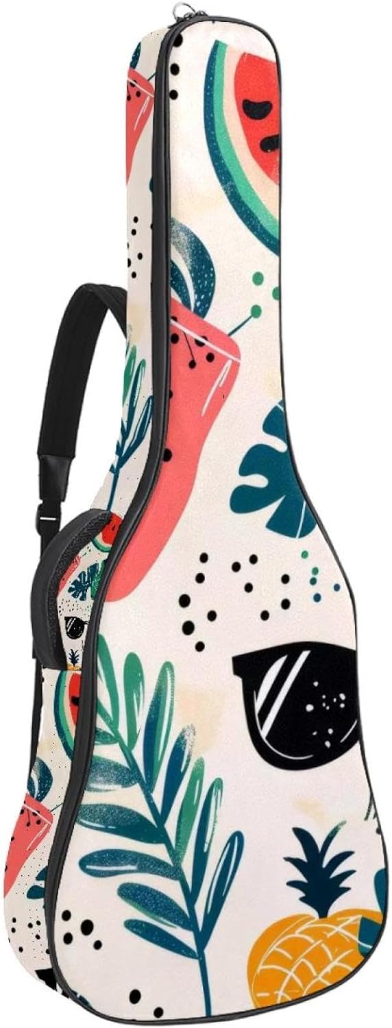 Acoustic Guitar Bag, 40 41 42 Inch Guitar Case Cover Soft Guitar Gig Bag for Acoustic Electric Bass Classical Guitar, Summer Tropical Beach Pattern