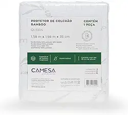 Camesa Protetor De Colchão Bamboo Blend Impermeável Queen 158x198x35cm - Branco