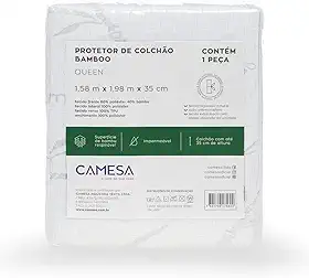 Camesa Protetor De Colchão Bamboo Blend Impermeável Queen 158x198x35cm - Branco