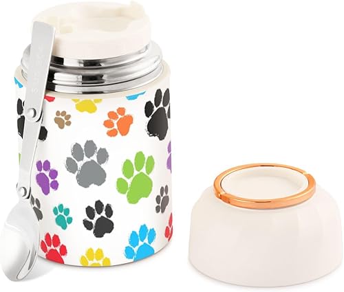 Miniatura 1 de MCHIVER Paw - Tarro de comida con cuchara de acero inoxidable aislado al vacío, contenedor de alimentos de 17 onzas para almuerzo