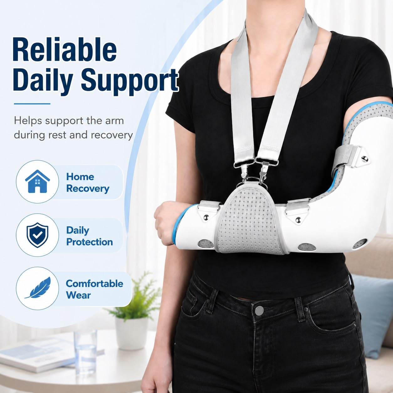Inmovilizador de Codo Férula para Brazo Izquierdo y Derecho Cabestrillo Ergonómico para Recuperación Fracturas y Cirugía Soporte Transpirable Ajustable Unisex(XL)