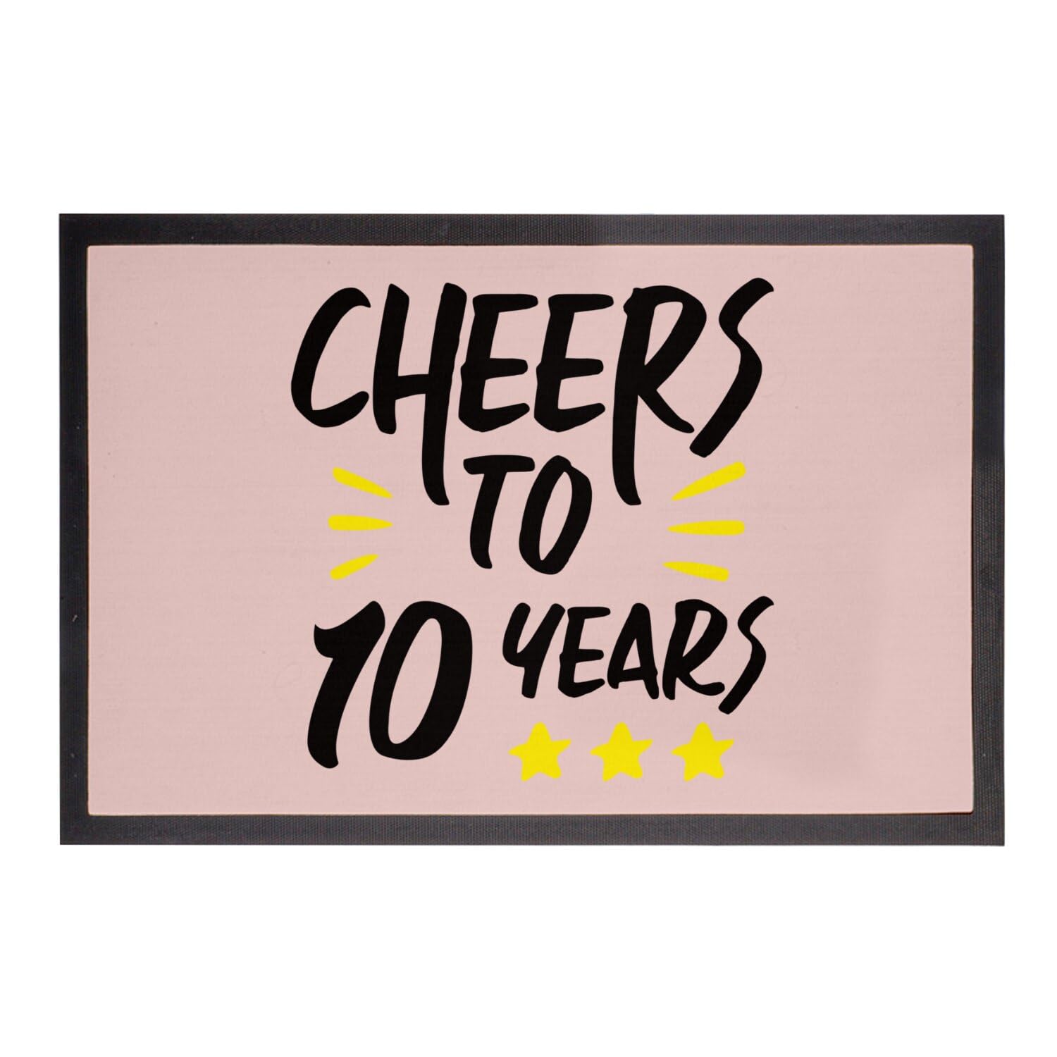 Paillasson rose 75x50cm avec message anniversaire 10 ans et étoiles magiques