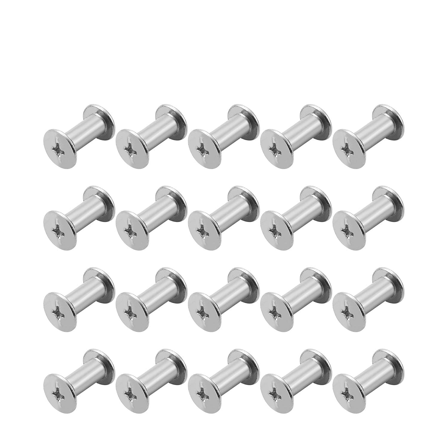 Juvielich 25 Sets Screw Post Fit for 3/16"(5mm) Hole Dia, Female M5x12mm Belt Buckle Binding Bolts Leather Fastener for Scrapbook Photo Albums Binding