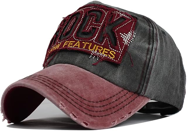 YULOONG Vintage Baseball Cap Embroidery Rock Washed Denim Trucker Cap 100% Cotton Sun Hat for Men Women Adjustable Size
