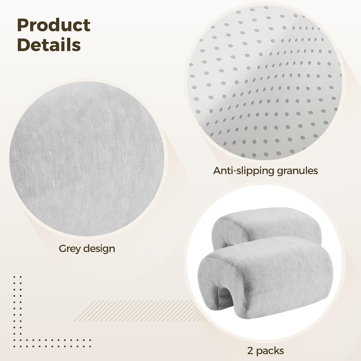 2 Pcs Armrest Pads for Office Chair, Memory Foam Elbow Support, 7.9 X 5.7 X 3.9 in, Non-Slip, Gray