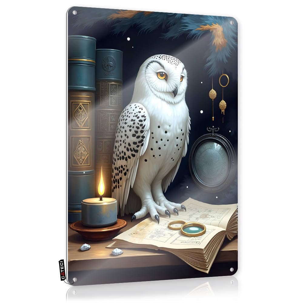Fzfn Men's Colour Magical Owl守卫古老的智慧之书 Soft Bath Funny - Fall Front Porch Decor Farmhouse Signs Wall Art Decoration(20X30cm)